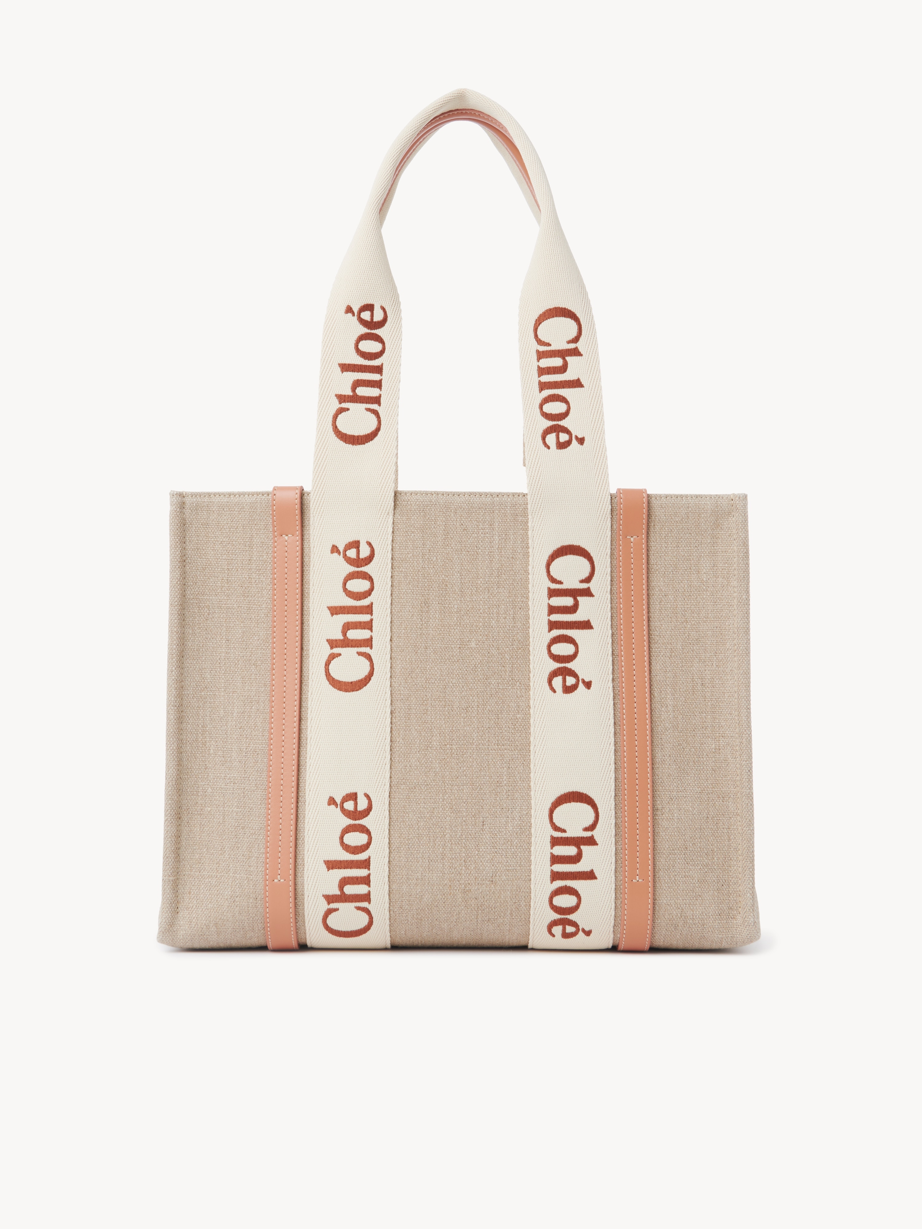 Small Woody tote bag in linen - NaN