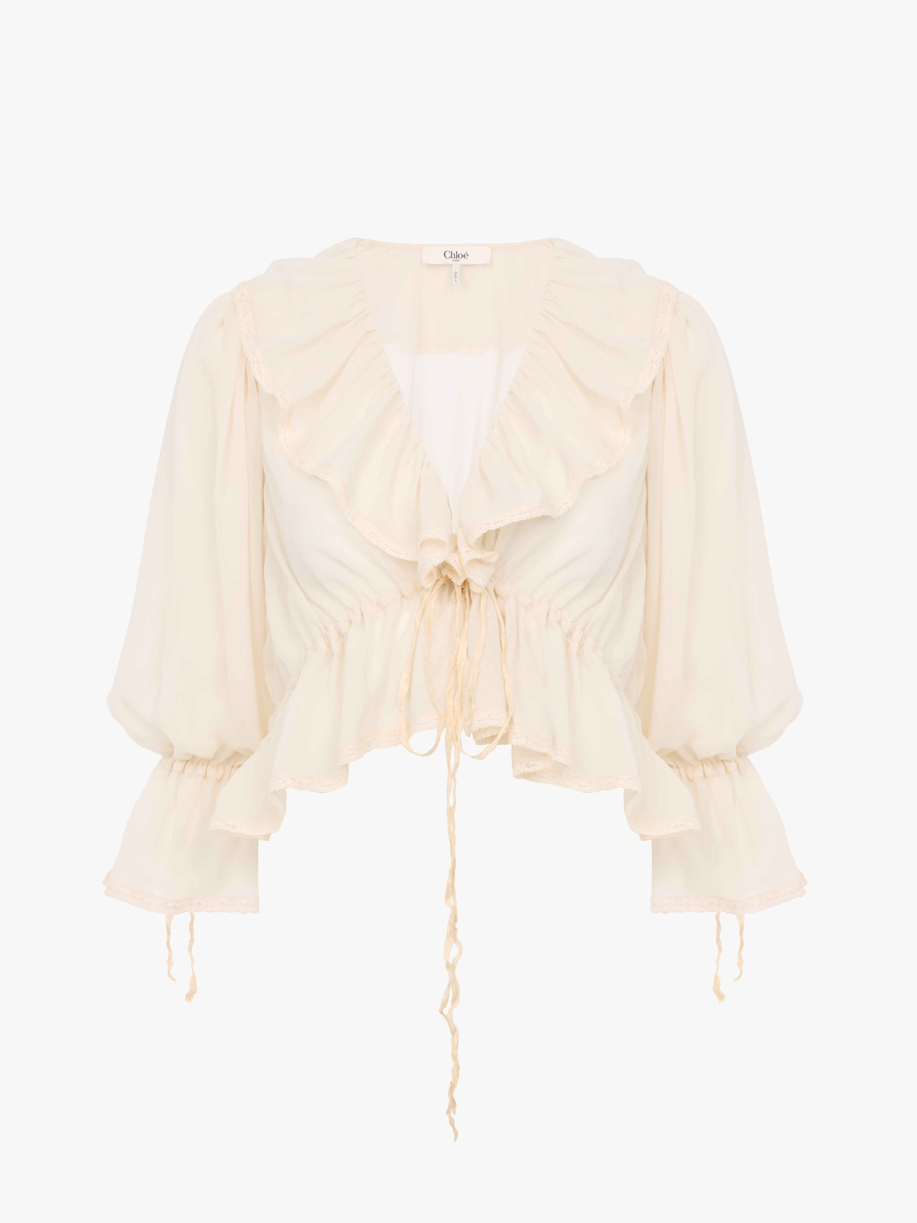 Long ruffled skirt in silk mousseline - NaN