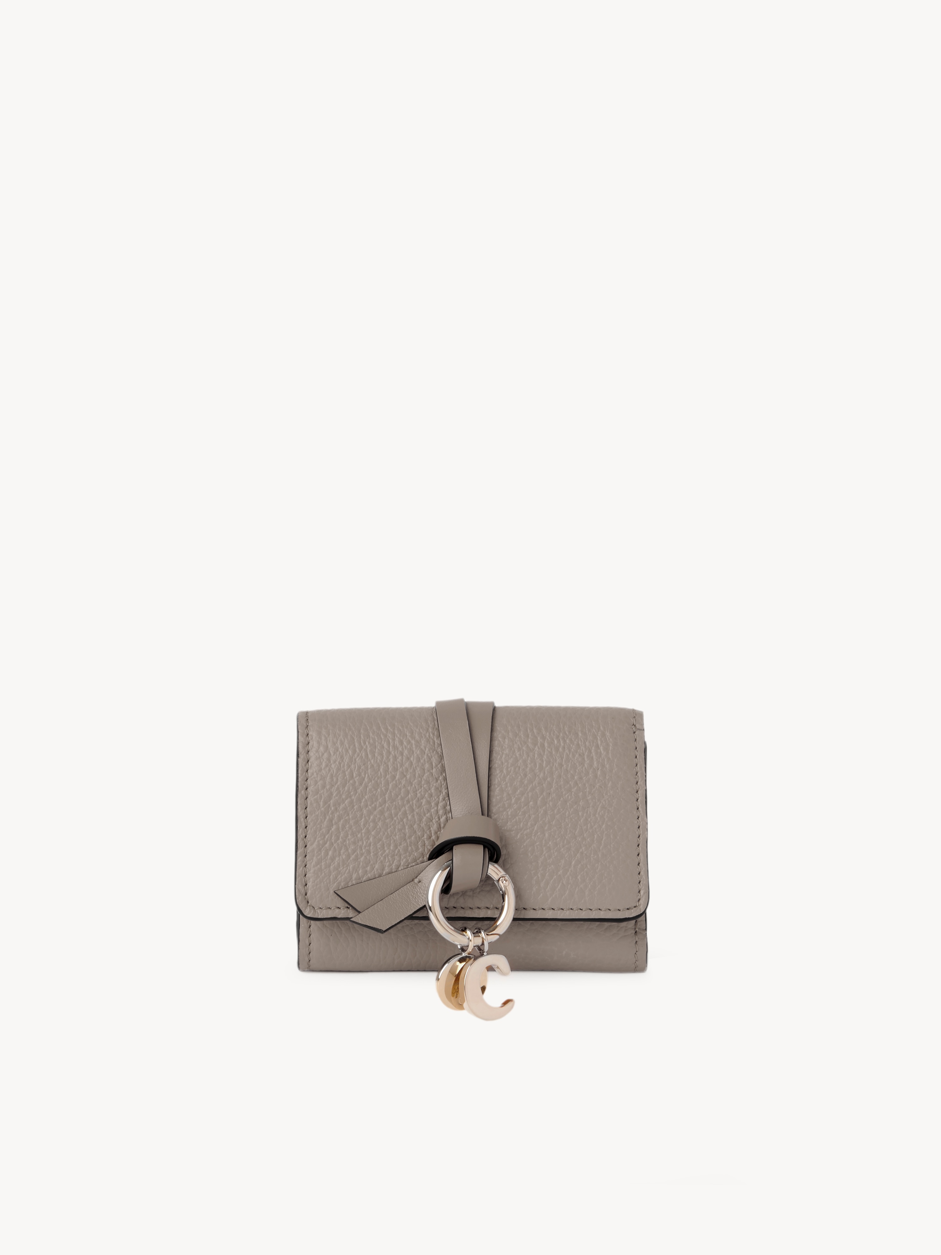 Alphabet wallet with flap in grained leather - NaN