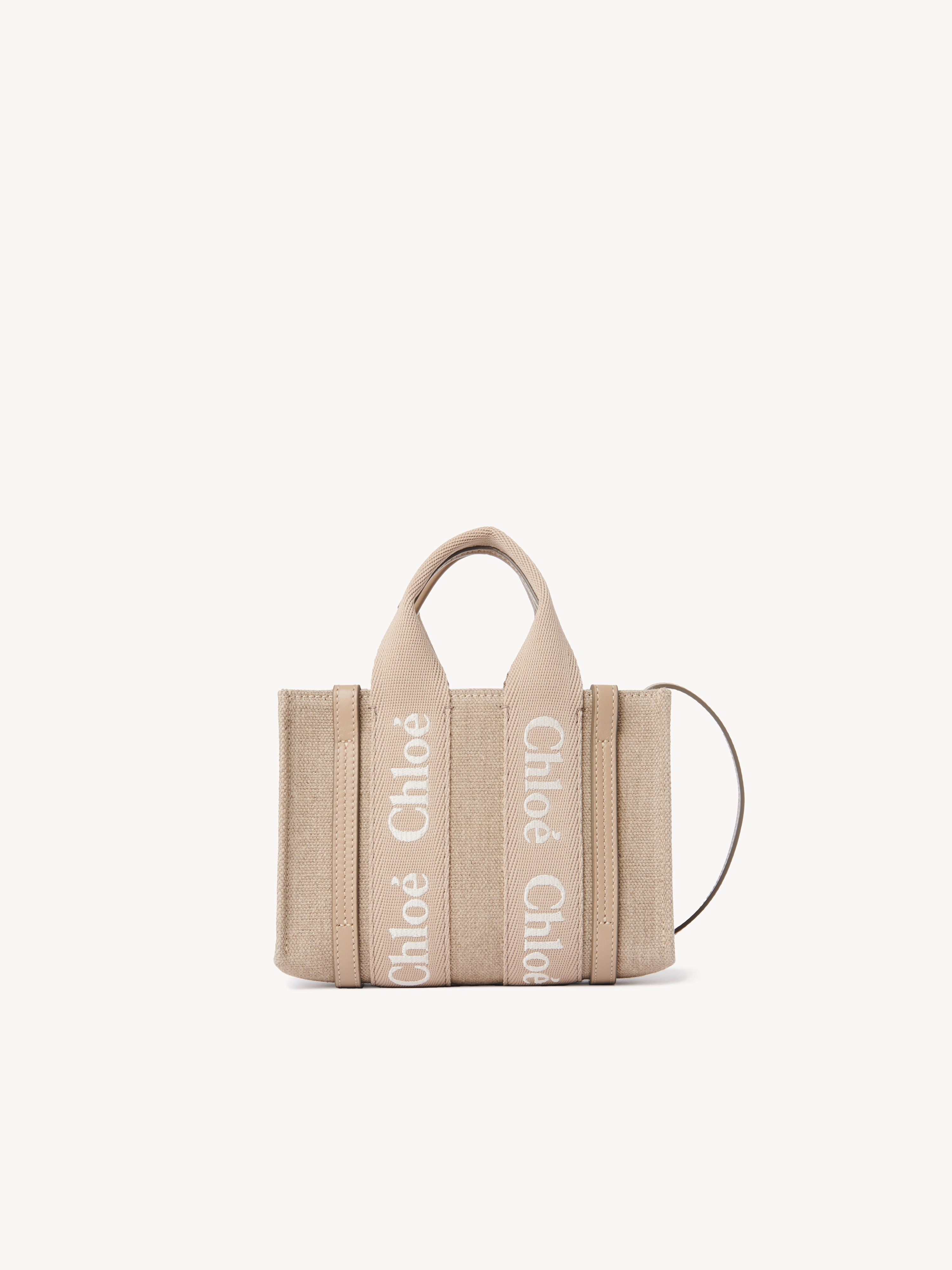 Small Woody tote bag in linen - NaN