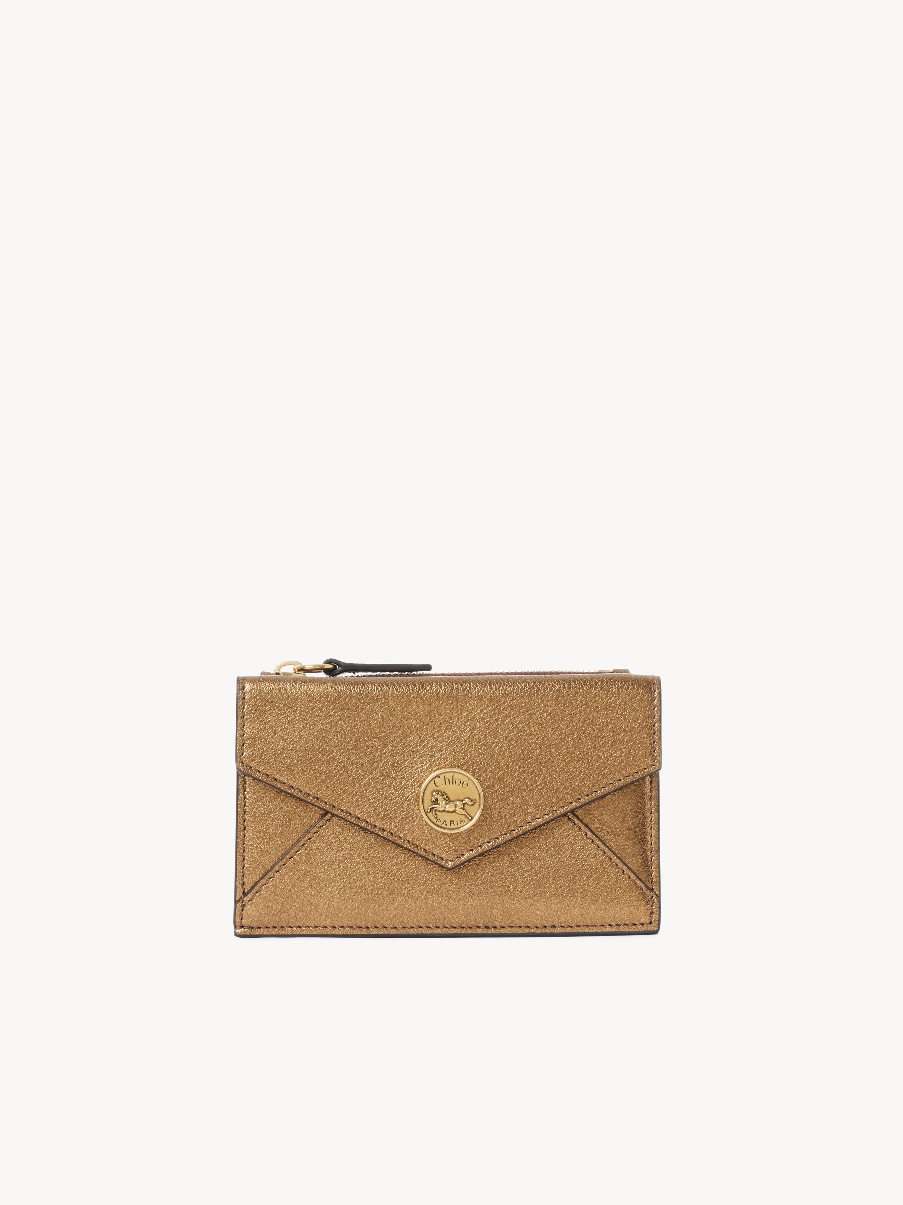 Small Envelope tri-fold in metallized leather - NaN