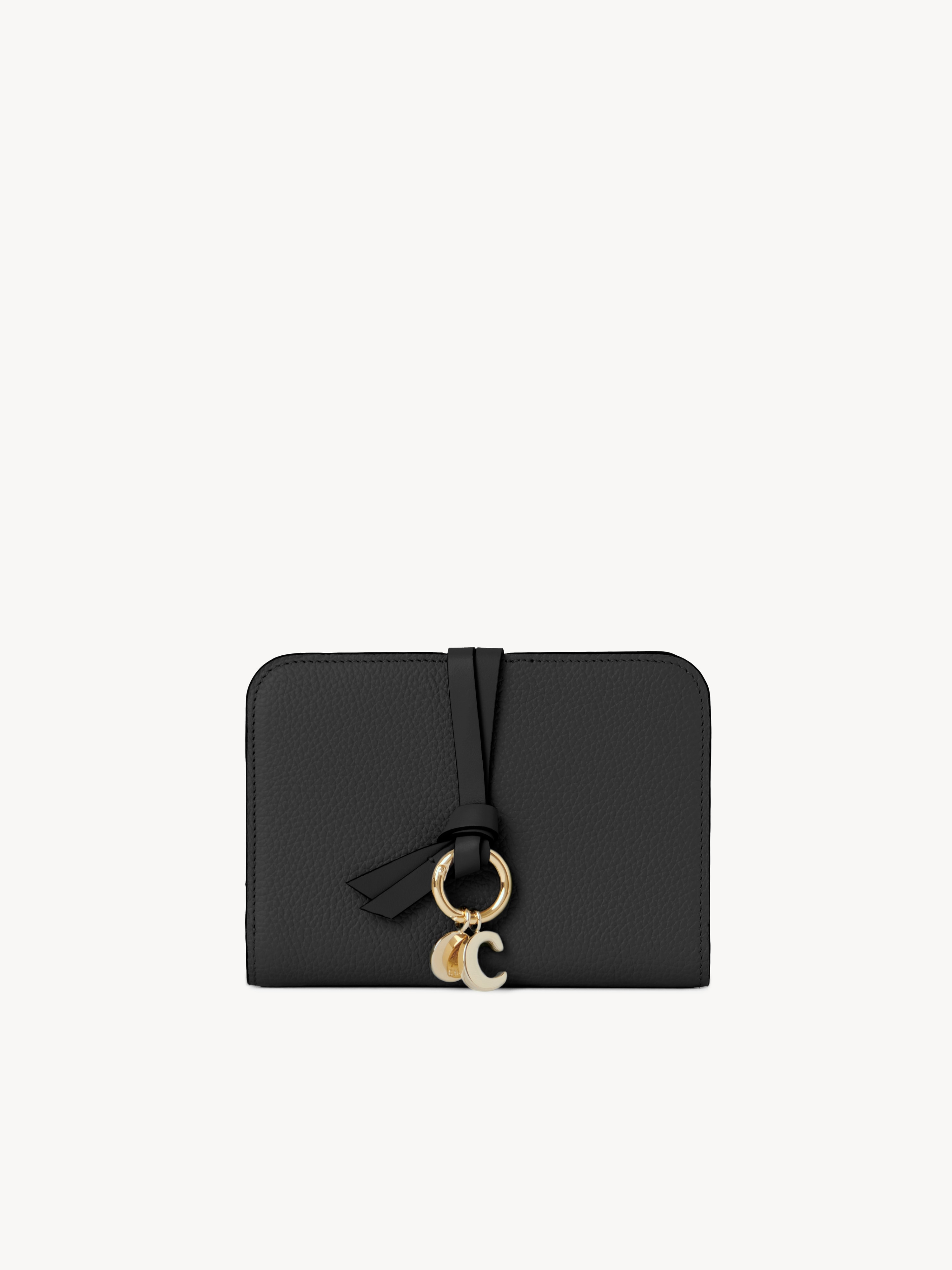 Alphabet zipped long wallet in grained leather - NaN