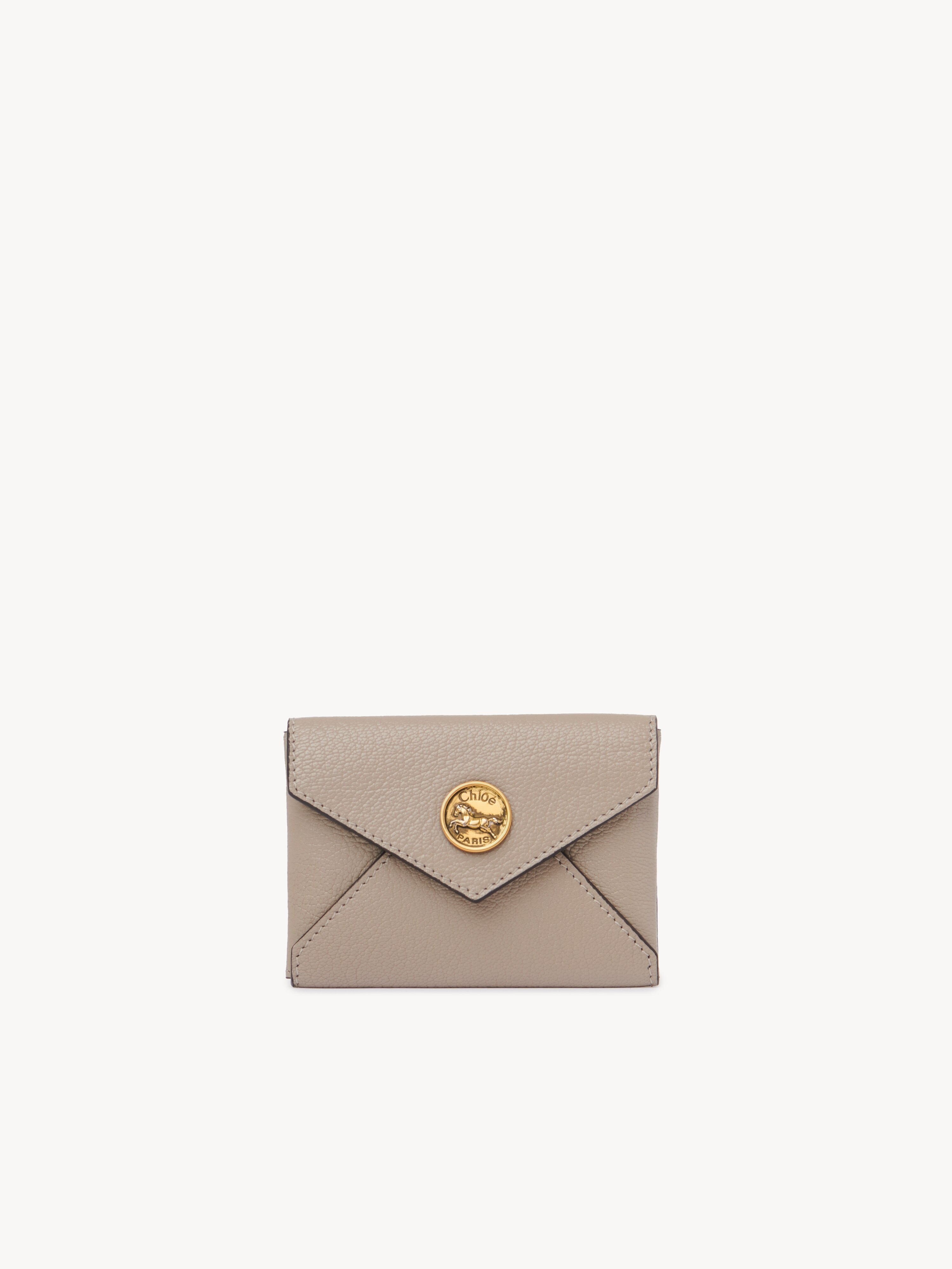 Envelope long wallet with flap in grained leather - NaN