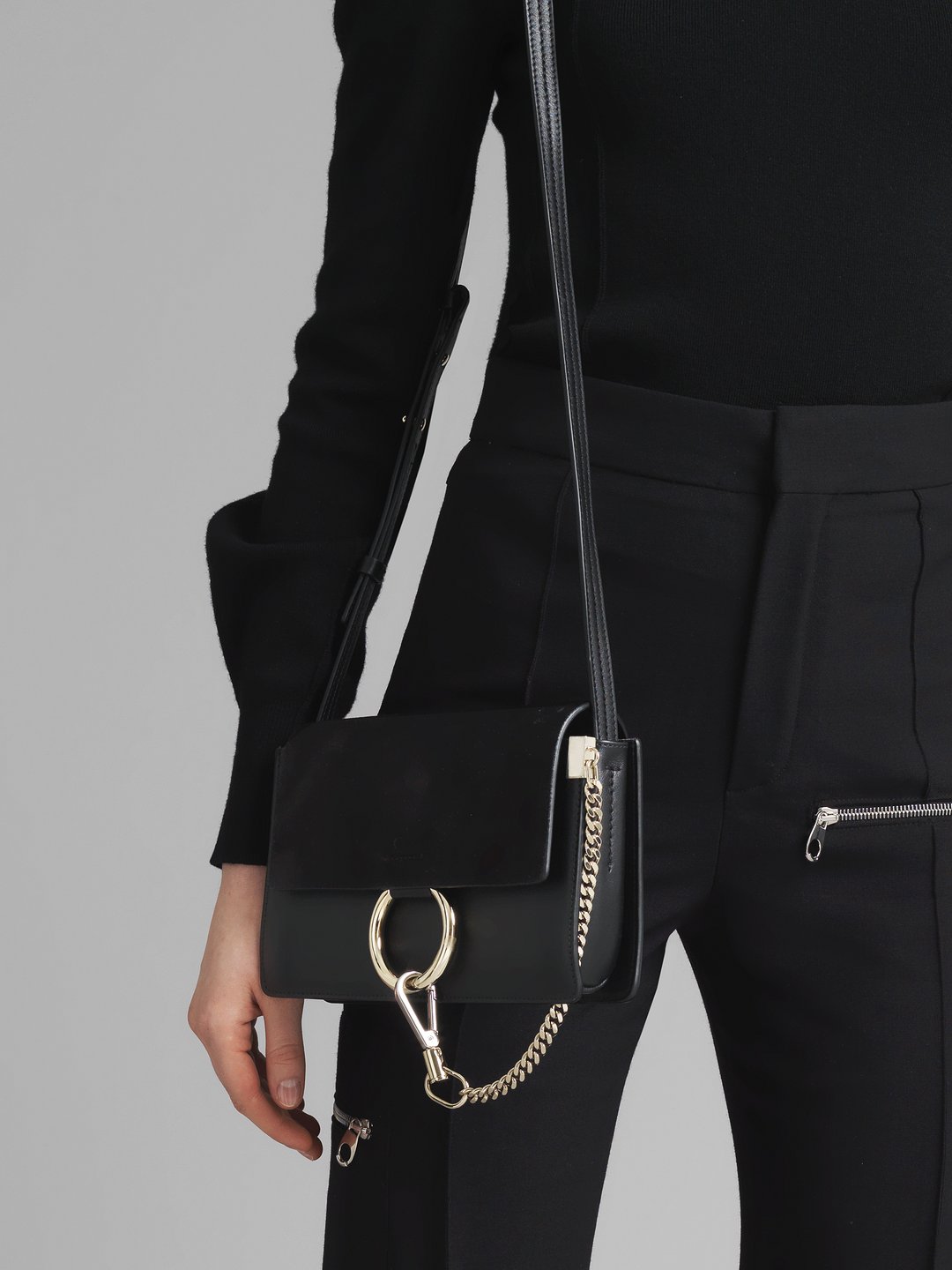 Shop Chloé Small Faye Leather & Suede Shoulder Bag