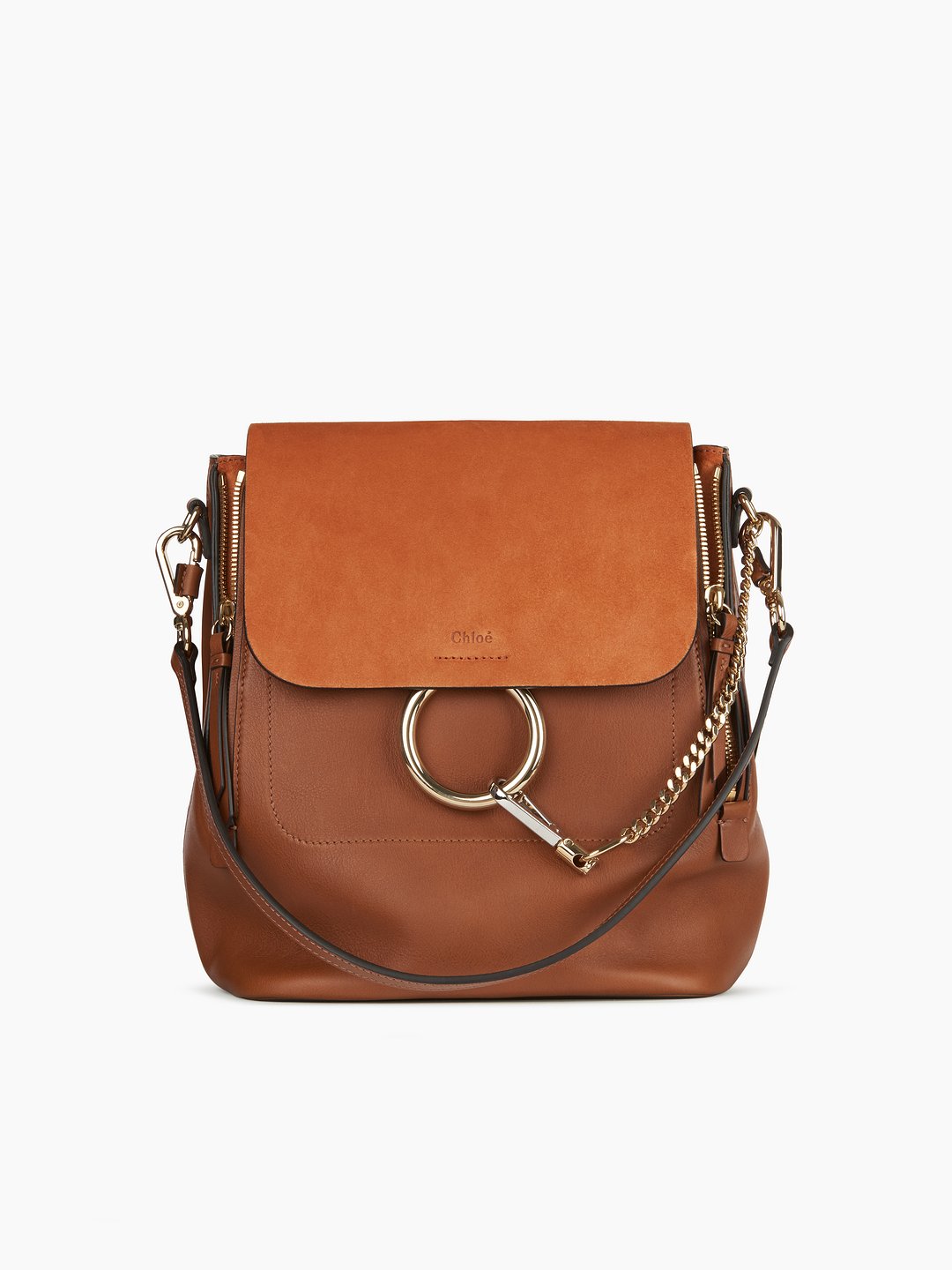 Chloe Taupe Leather and Suede Small Faye Shoulder Bag Chloe