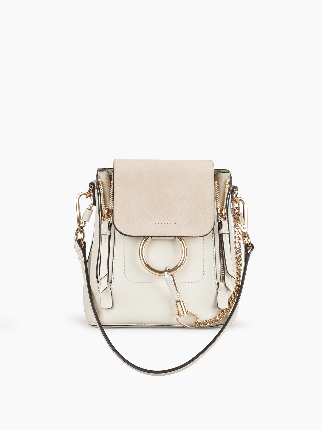 Chloe Beige Leather and Suede Mini Faye Crossbody Bag Chloe