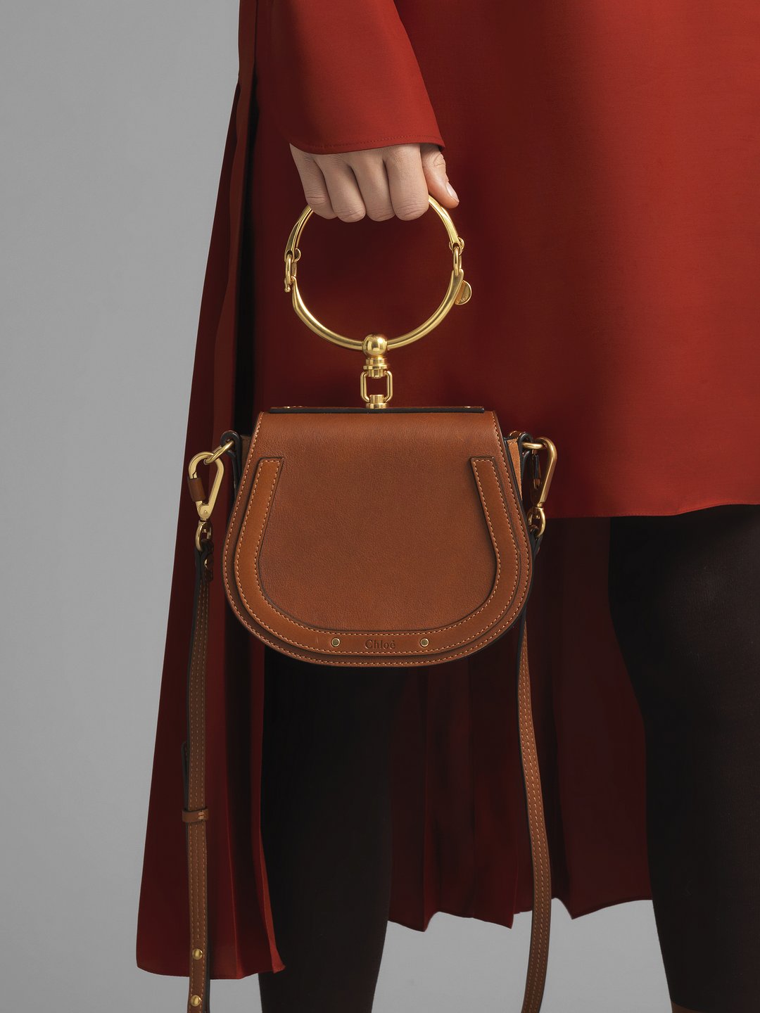 Chloe Nile Bracelet Bag in Smooth & Suede Calfskin $$1,690 Half moon