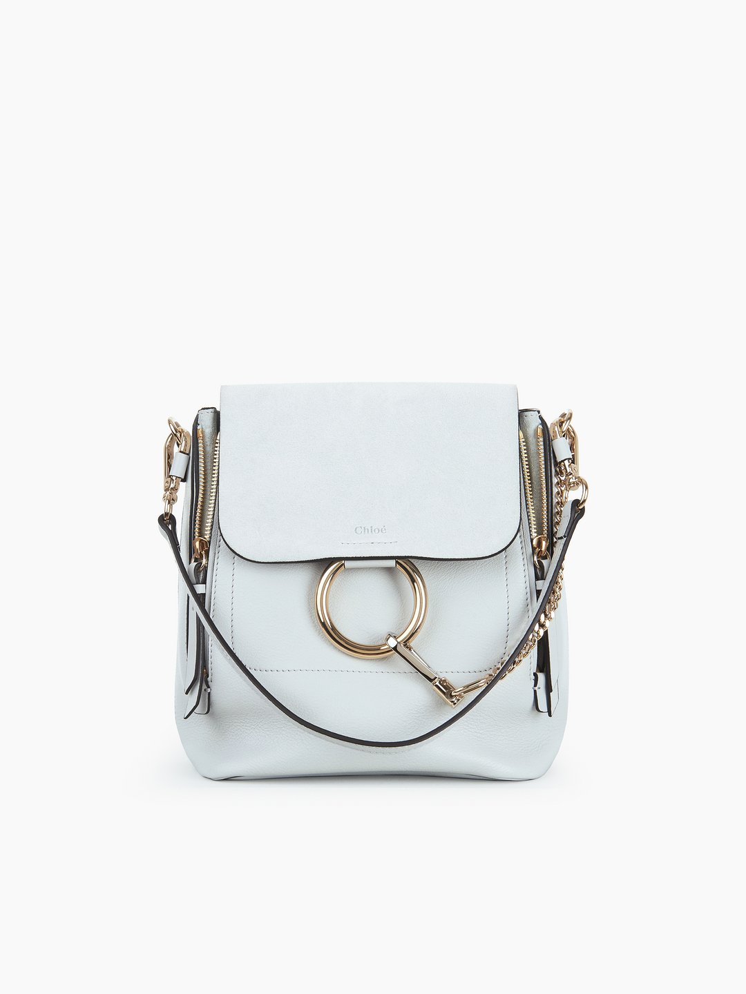 Chloe Grey Leather and Suede Mini Faye Shoulder Bag Chloe