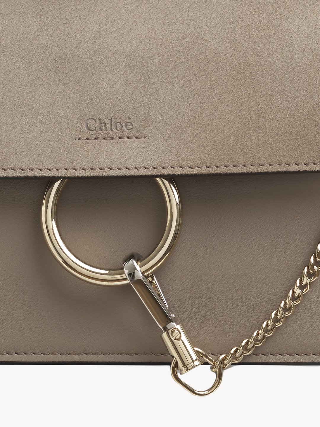 Chloe Faye Mini Chain Smooth Suede Shoulder Bag in Grey