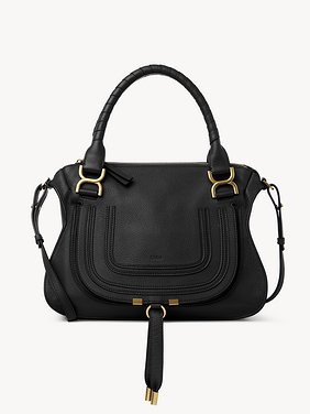 Bolso de doble asa Marcie Cuero de becerro granulado
Black