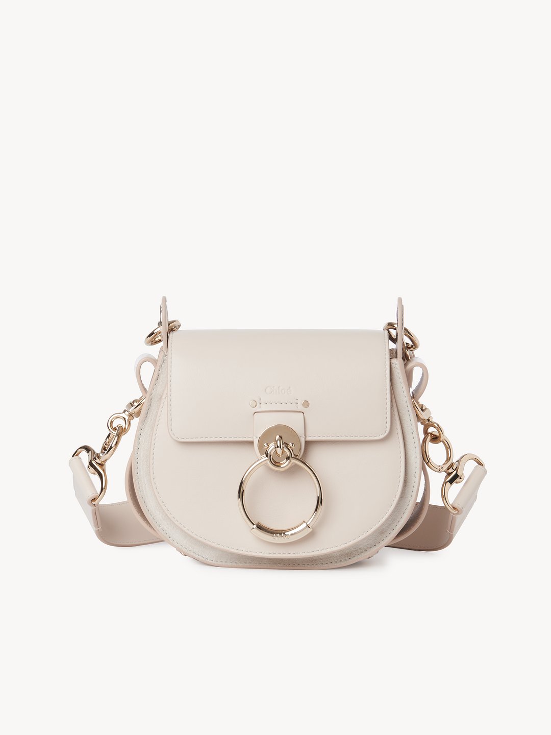 Chloe Calfskin Tess Mini Crossbody Bag Natural White